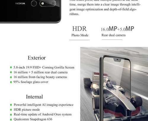 NokiaNokia X6 5.8-Inch 19:9 FHD Mobile Phone (6GB RAM, 64GB ROM) Android 8.1 4G LTE Smartphone-Blac